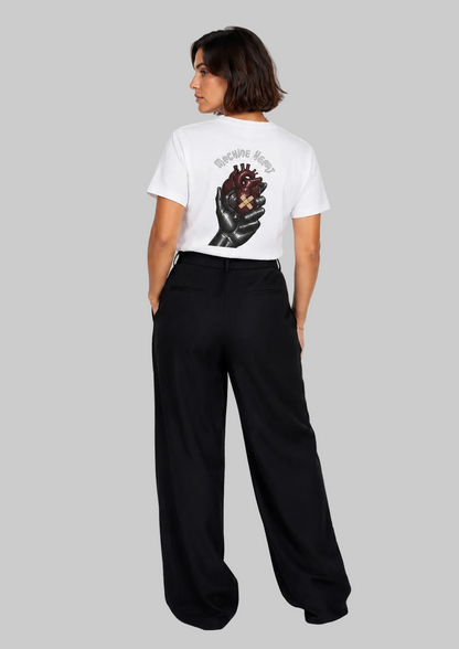 Vue dos T-shirt blanc Machine Heart – streetwear unisexe premium