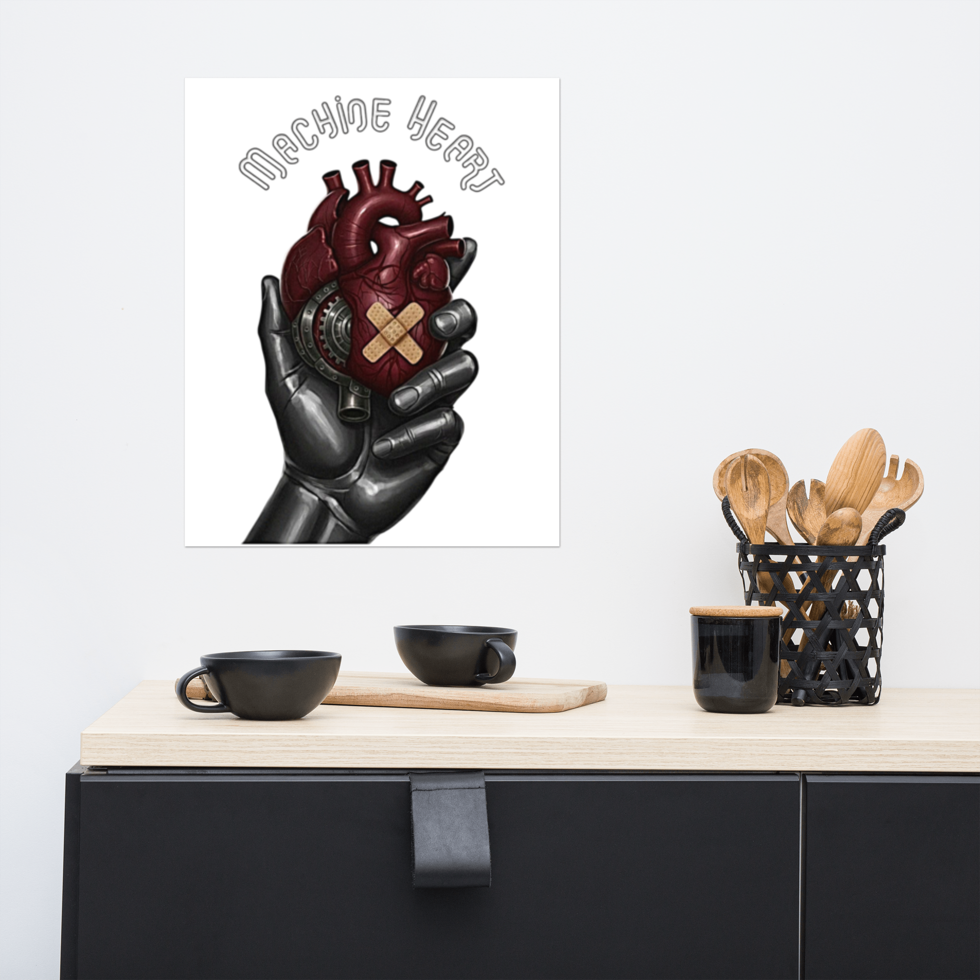 Print Machine Heart – détail illustration futuriste, impression giclée haute qualité