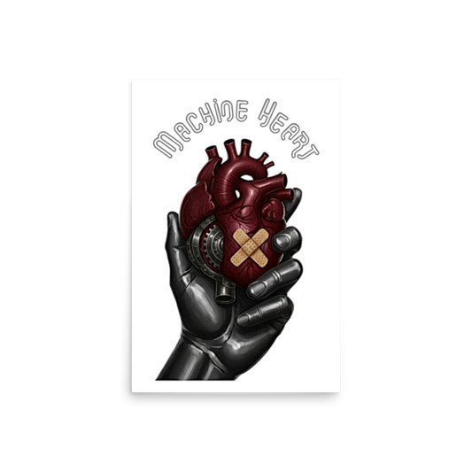 Print d'art Machine Heart – illustration futuriste giclée papier mat japonais 
formats 20x30, 18x24, 16×20