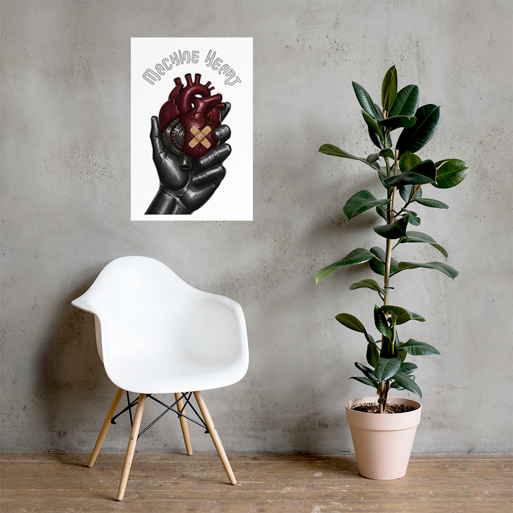 Print Machine Heart – illustration originale encadrée, art futuriste