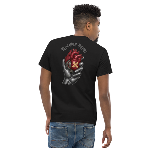 T-shirt noir unisexe Machine Heart – illustration futuriste streetwear premium