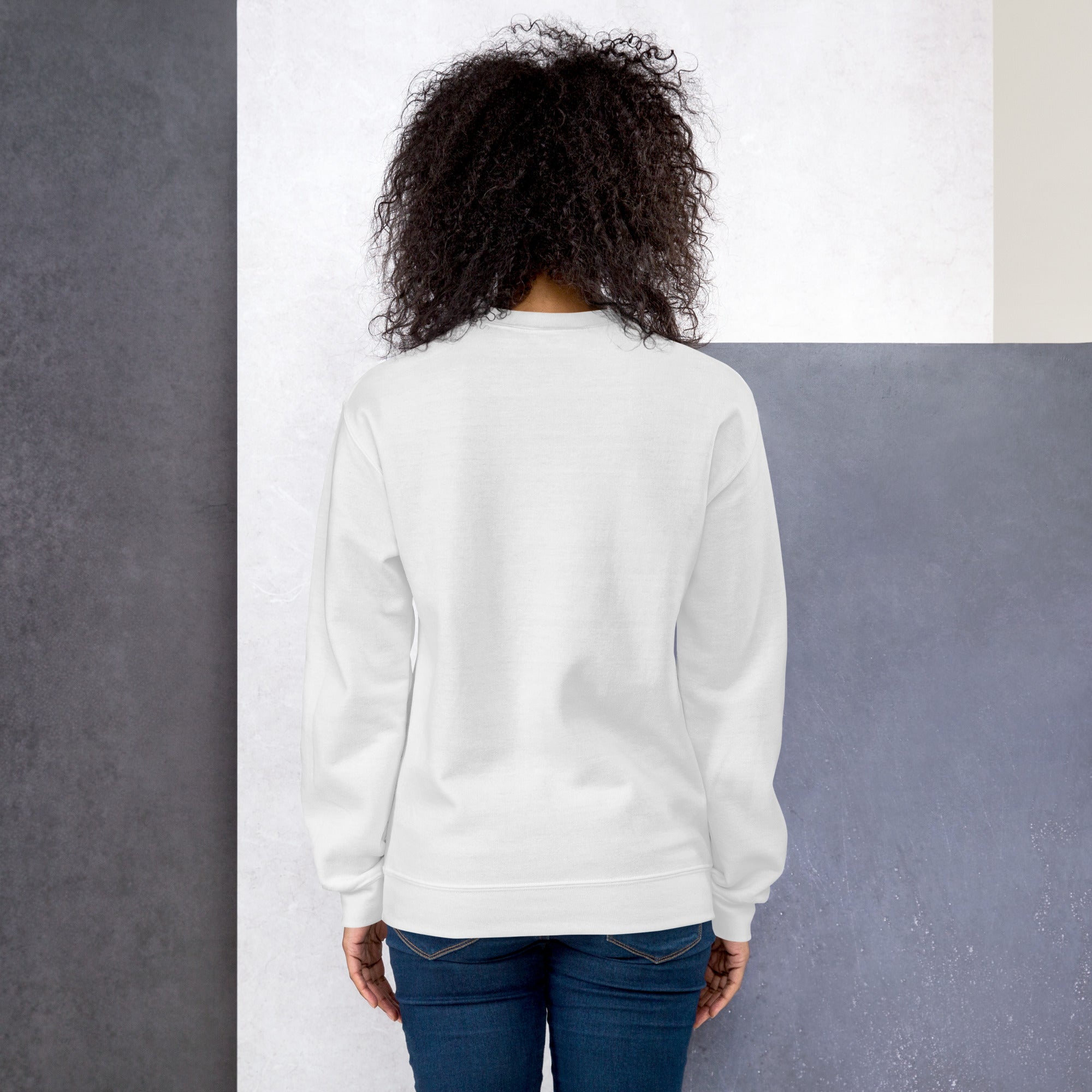 Sweatshirt blanc Machine Heart – vue  dos, coton polyester premium unisexe