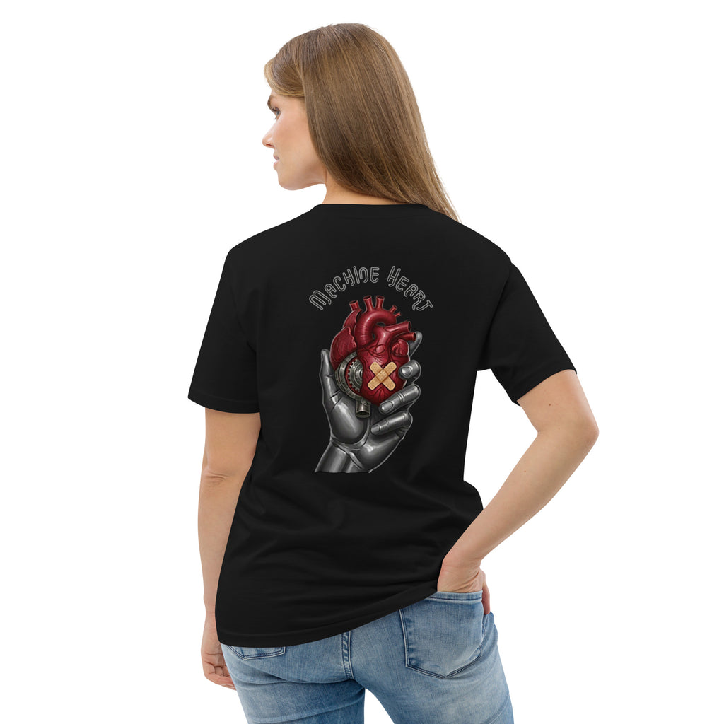 T-shirt noir Machine Heart – dos, coton bio certifié GOTS