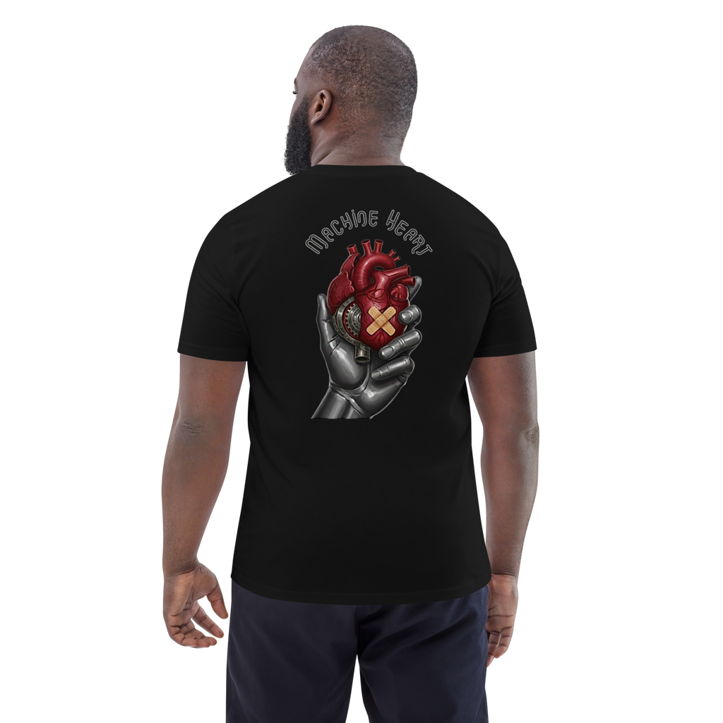 T-shirt noir Machine Heart – dos, coton bio certifié GOTS