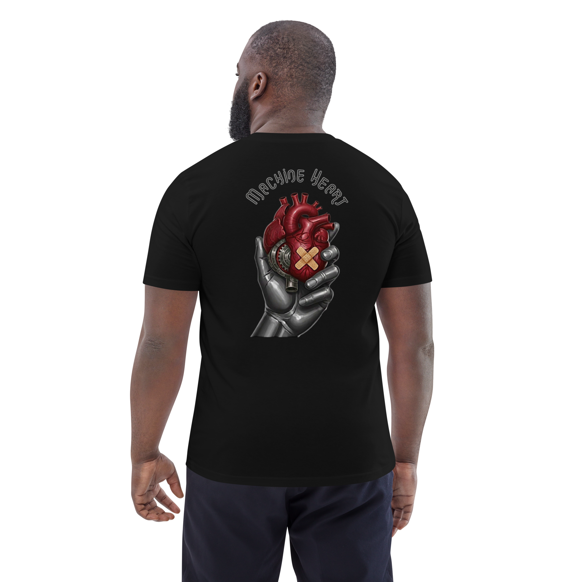 T-shirt noir Machine Heart – dos, coton bio certifié GOTS