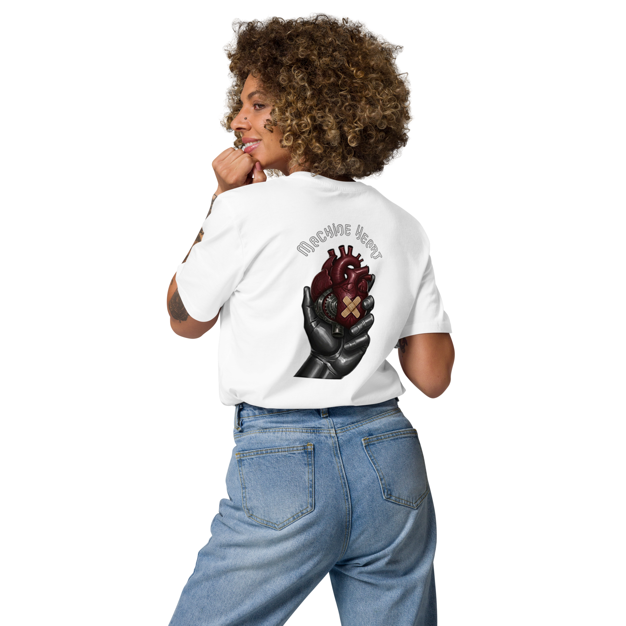T-shirt blanc Machine Heart – dos, coton bio certifié GOTS