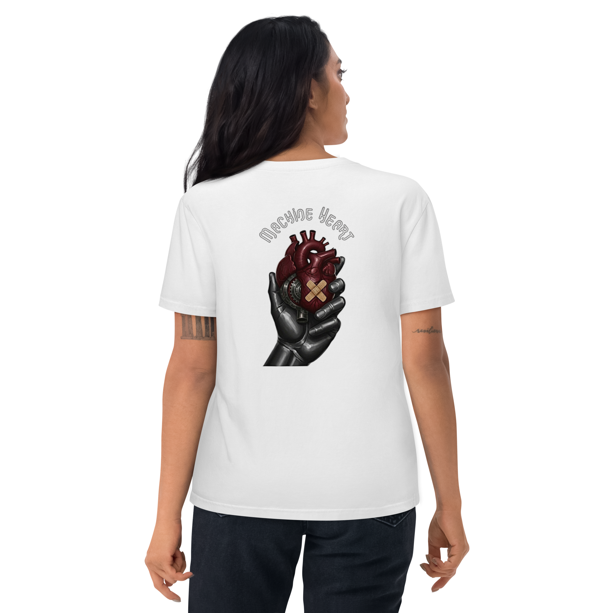 T-shirt blanc Machine Heart – dos, coton bio certifié GOTS