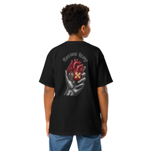 T-shirt enfant noir Machine Heart – dos, coton certifié OEKO-TEX
