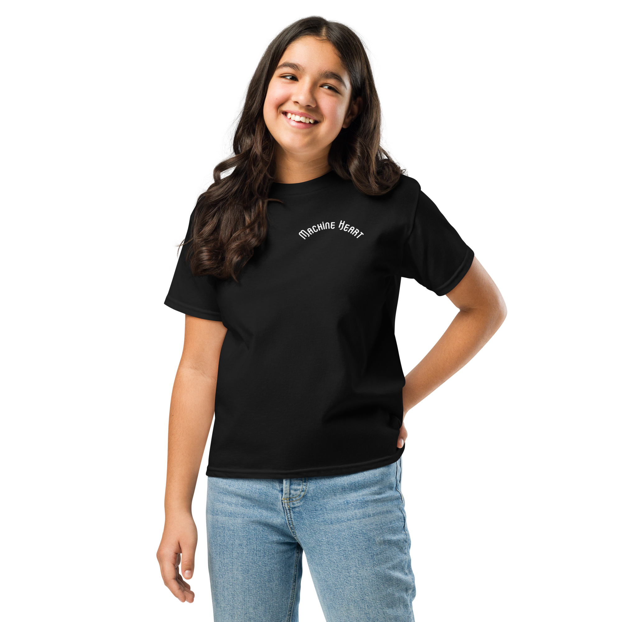 T-shirt enfant noir Machine Heart – mockup kid streetwear